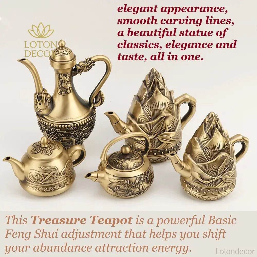 Pure Brass Tea Pot Fisherman Jiang Tai Gong the Sage Feng Shui Wealth Attraction Treasure Teapot for Prosperity Wisdom Tranquility - Loton Decor