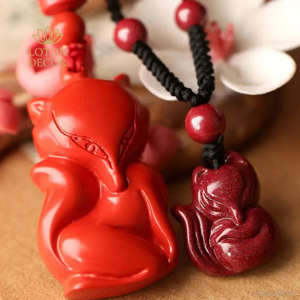 Purple Cinnabar Fox Necklace – Attract Fortune & Love - Loton Decor