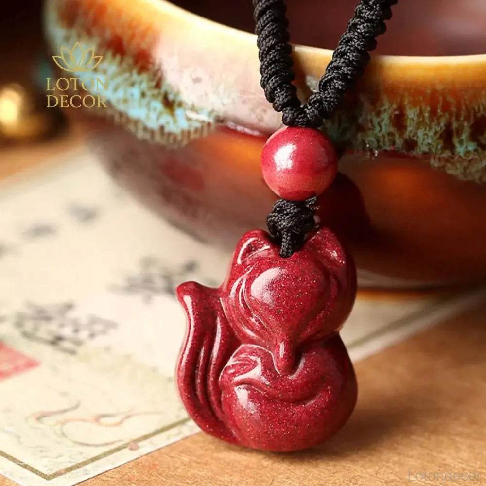 Purple Cinnabar Fox Necklace – Attract Fortune & Love - Loton Decor