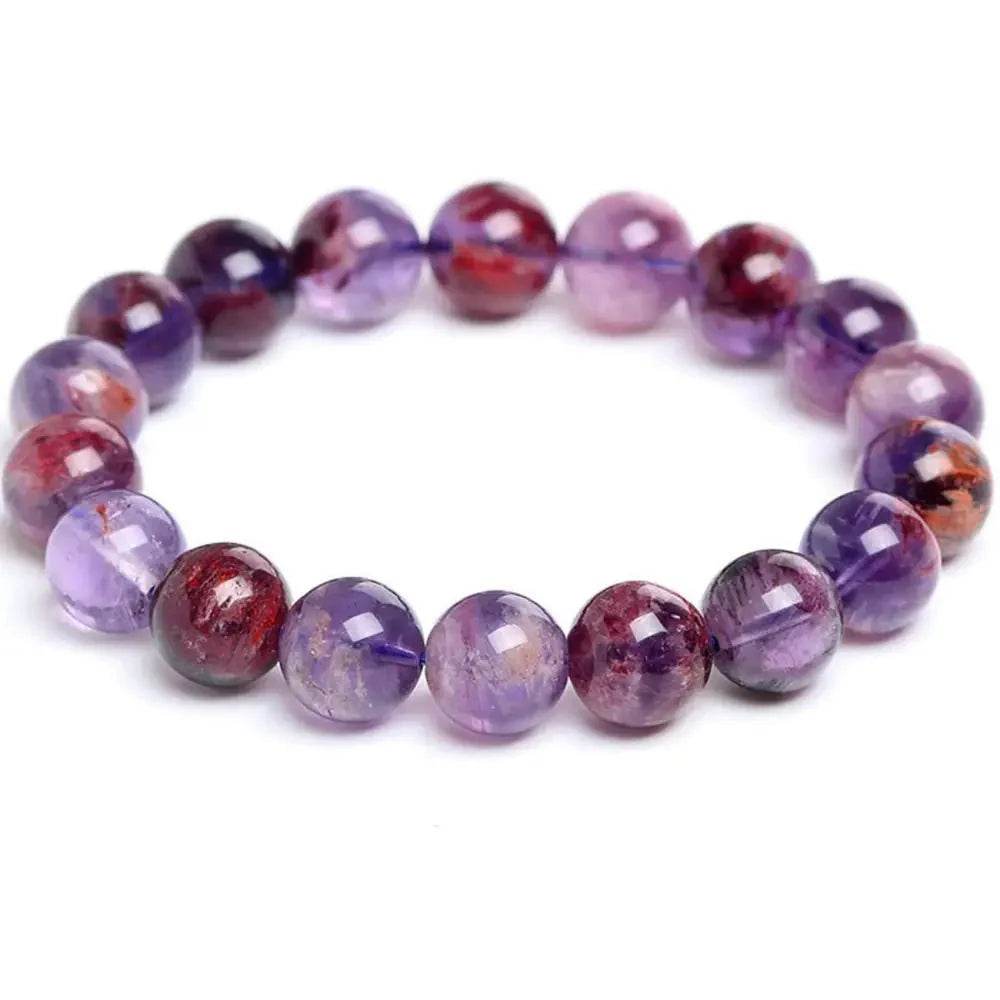 Purple Phantom Quartz Bracelet – Money Luck Mantra Beads - Loton Decor