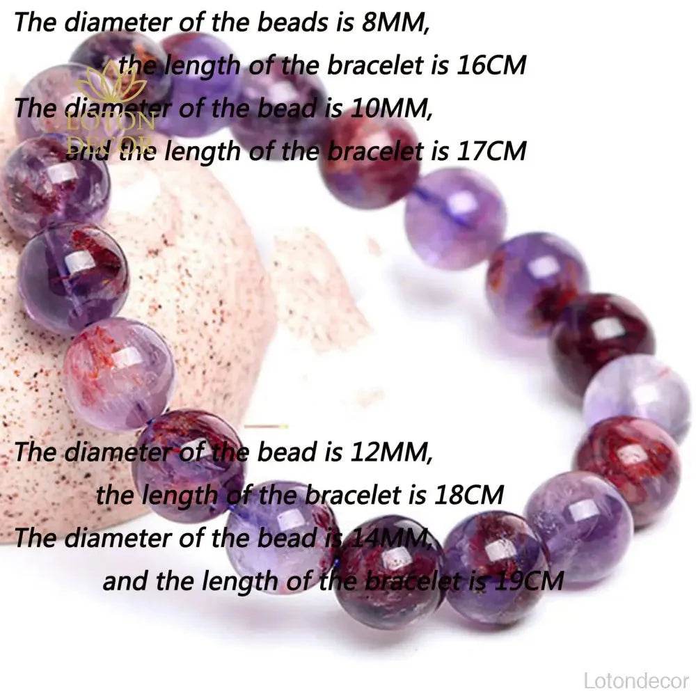 Purple Phantom Quartz Bracelet – Money Luck Mantra Beads - Loton Decor