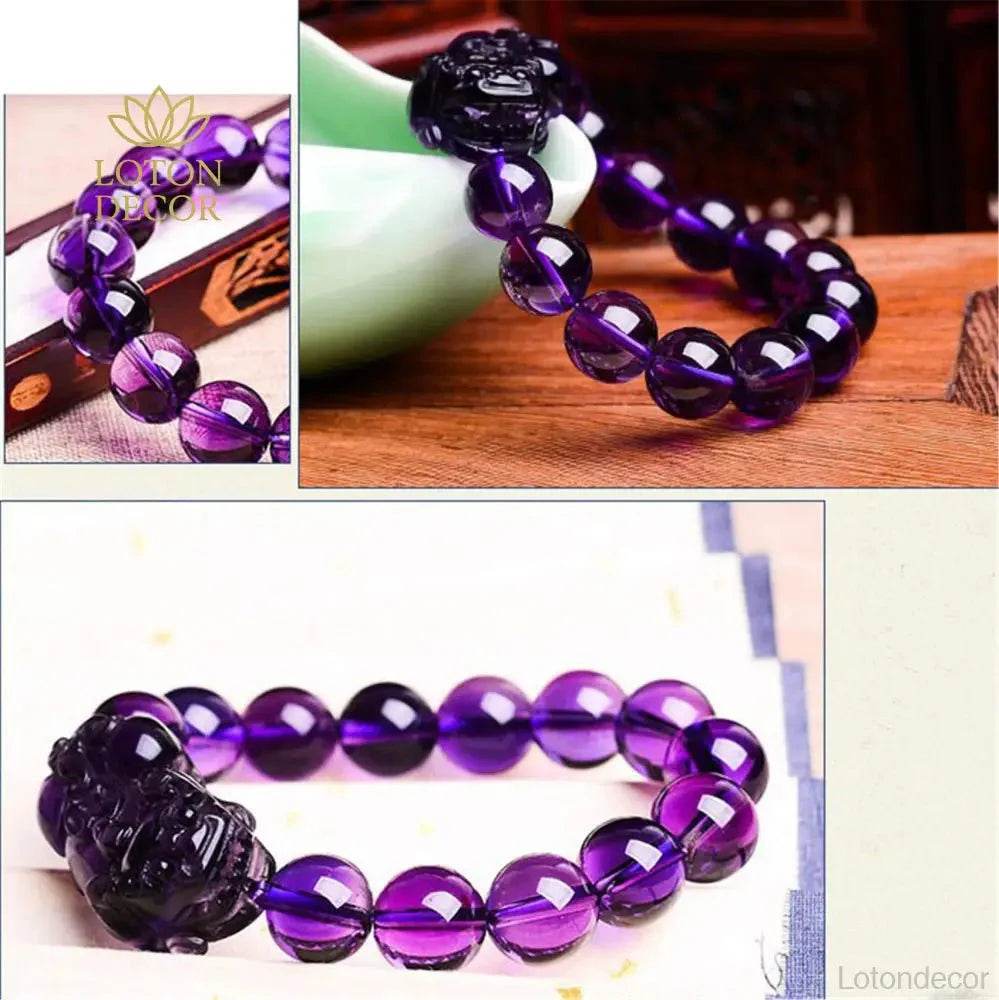 Purple Quartz Pixiu Bracelet – Luck & Fortune Amulet - Loton Decor
