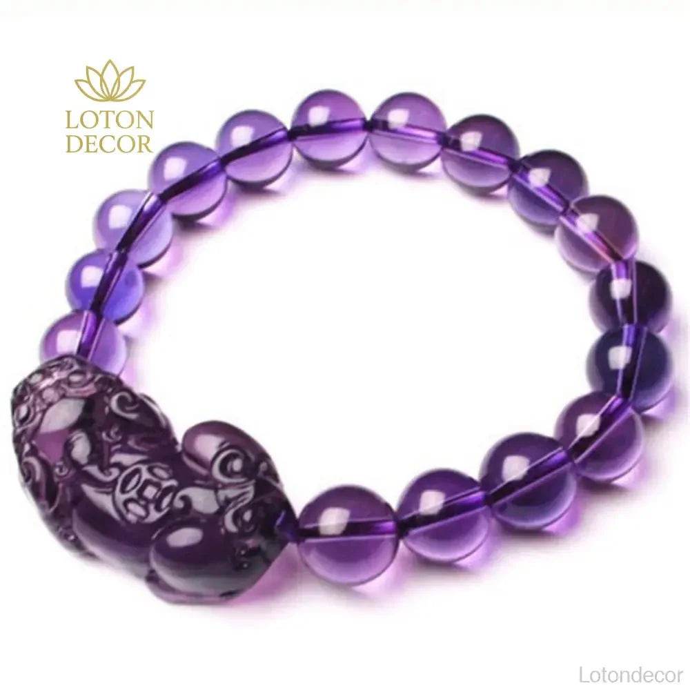 Purple Quartz Pixiu Bracelet – Luck & Fortune Amulet - Loton Decor