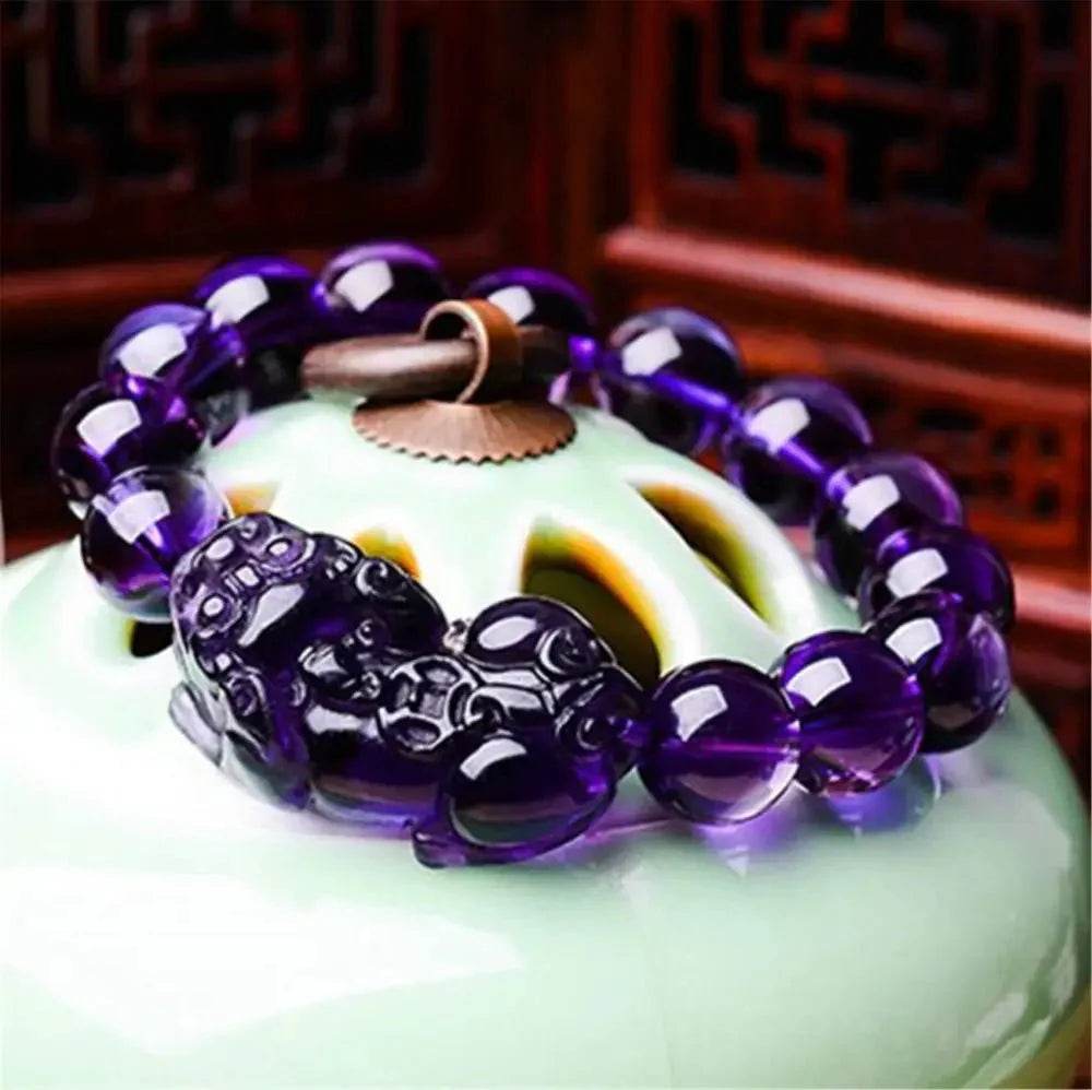 Purple Quartz Pixiu Bracelet – Luck & Fortune Amulet - Loton Decor