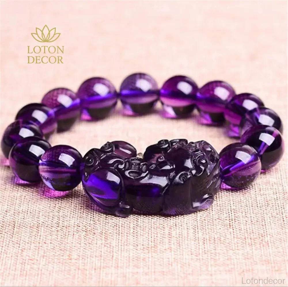 Purple Quartz Pixiu Bracelet – Luck & Fortune Amulet - Loton Decor