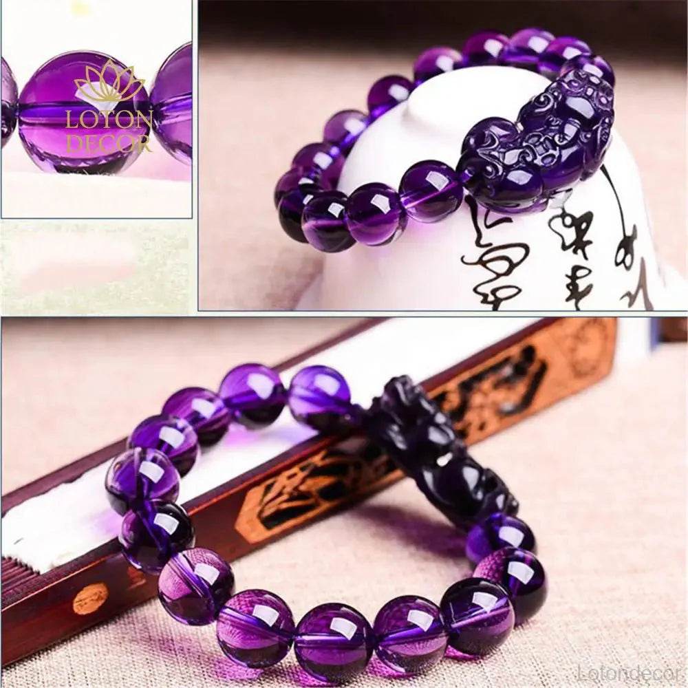 Purple Quartz Pixiu Bracelet – Luck & Fortune Amulet - Loton Decor