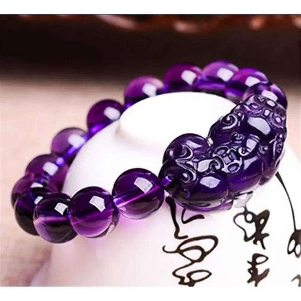 Purple Quartz Pixiu Bracelet – Luck & Fortune Amulet - Loton Decor
