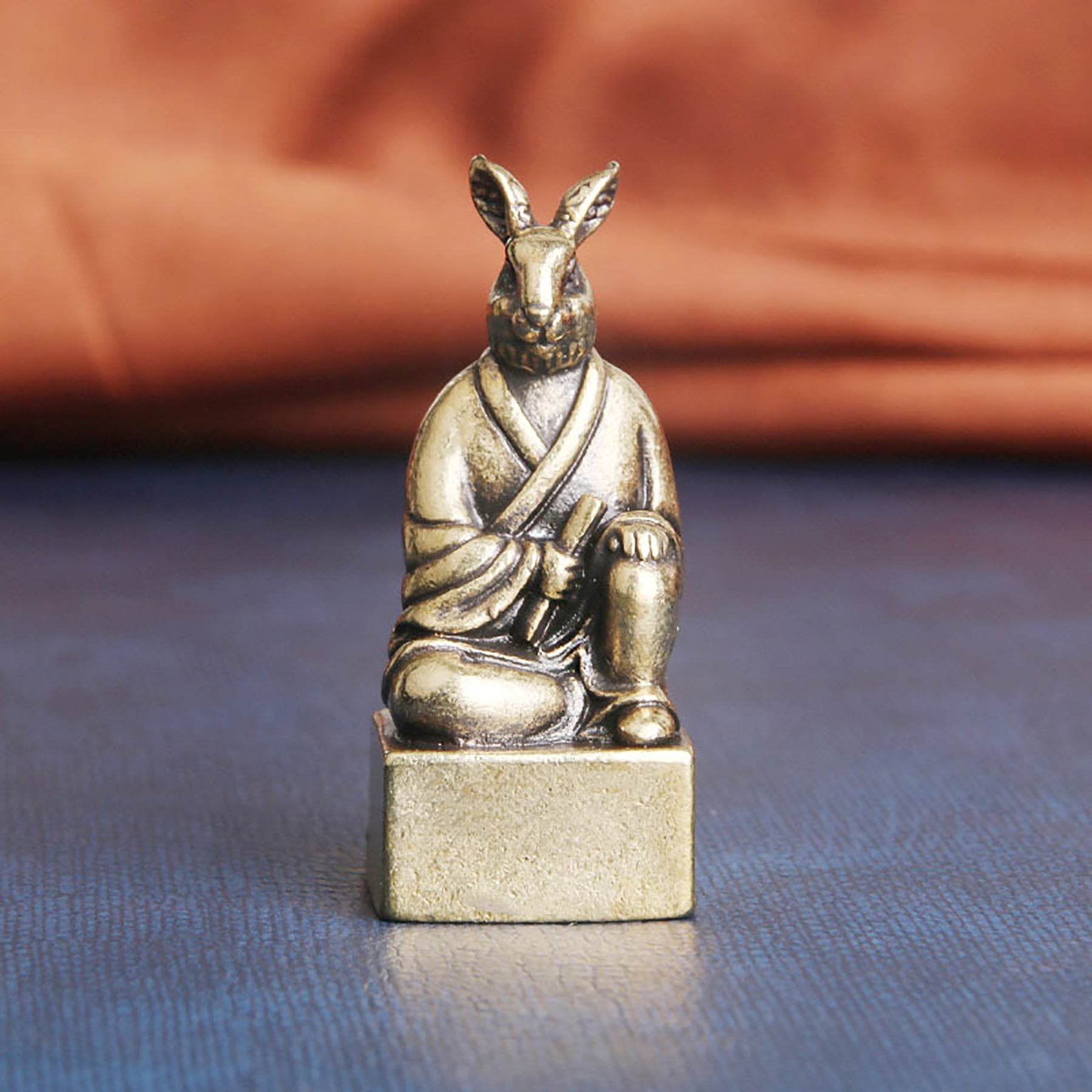 Brass 12 Zodiac Animals Signet Spiritual Animal Figurine Stamps Feng Shui Wealth Longevity Amulet - Loton Decor
