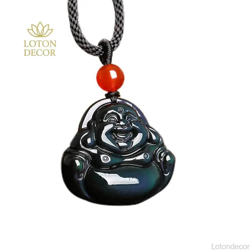 Rainbow Obsidian Buddha Necklace – Luck & Prosperity - Loton Decor
