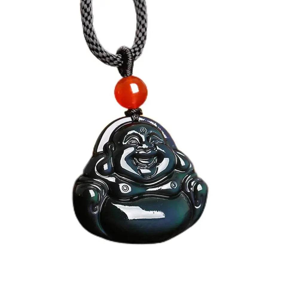 Rainbow Obsidian Buddha Necklace – Luck & Prosperity - Loton Decor