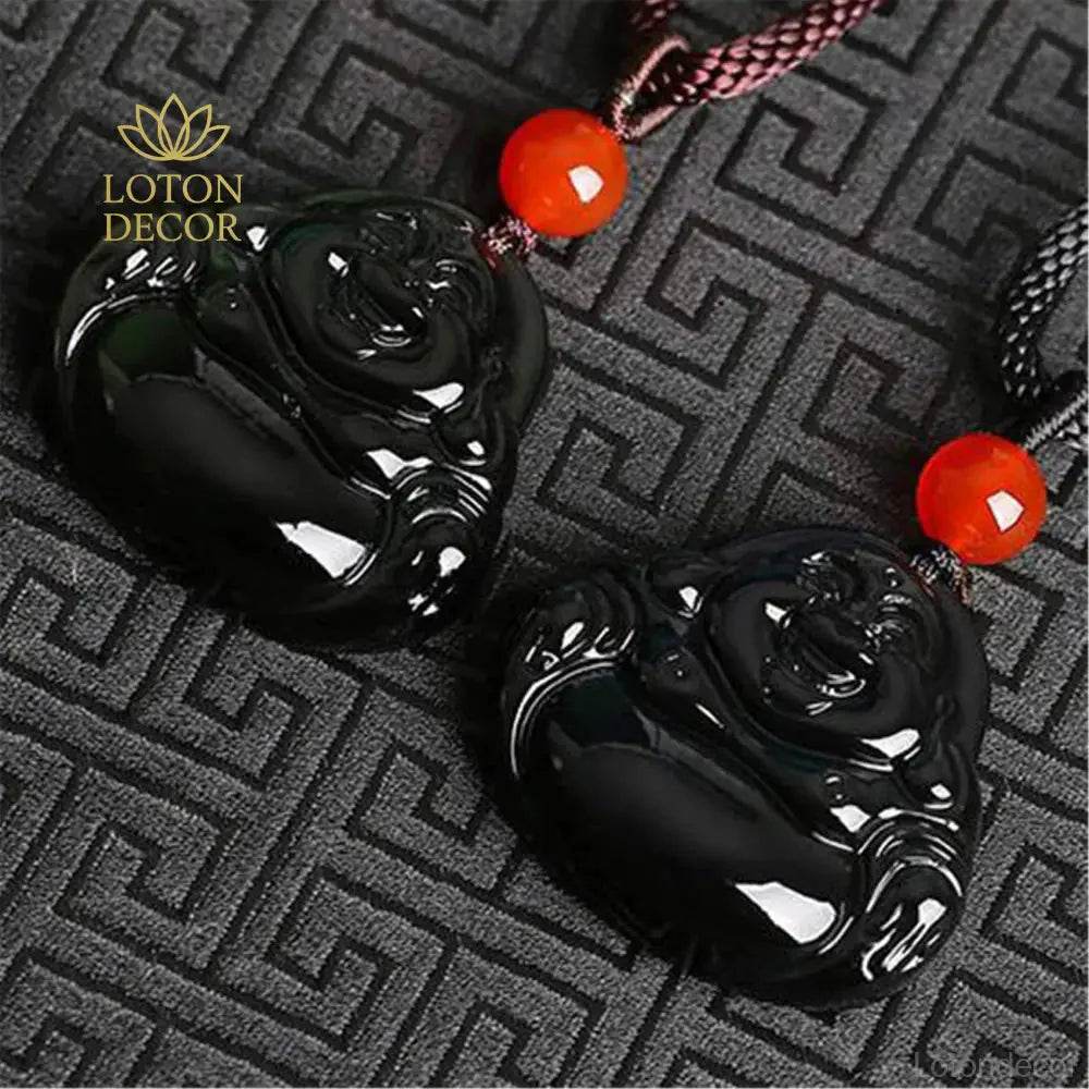 Rainbow Obsidian Buddha Necklace – Luck & Prosperity - Loton Decor