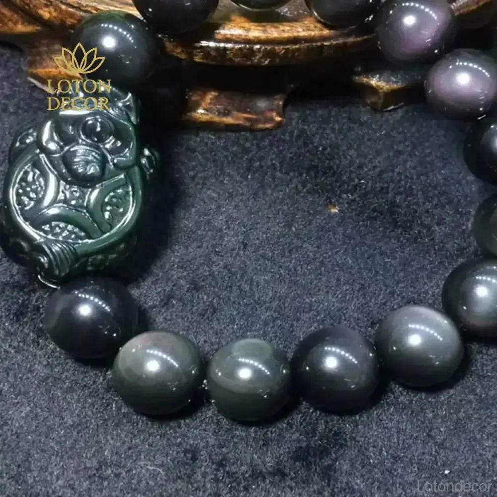 Rainbow Obsidian Dragon Turtle Bracelet – Wealth Luck Talisman - Loton Decor