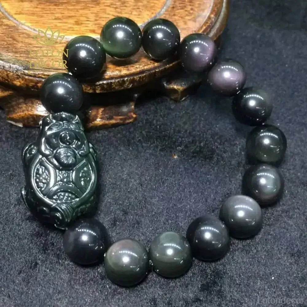 Rainbow Obsidian Dragon Turtle Bracelet – Wealth Luck Talisman - Loton Decor