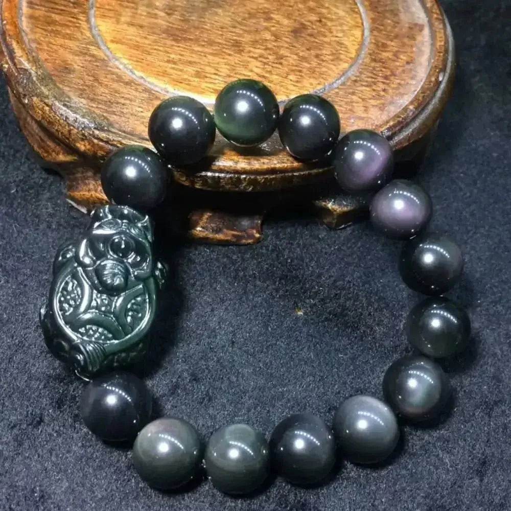 Rainbow Obsidian Dragon Turtle Bracelet – Wealth Luck Talisman - Loton Decor