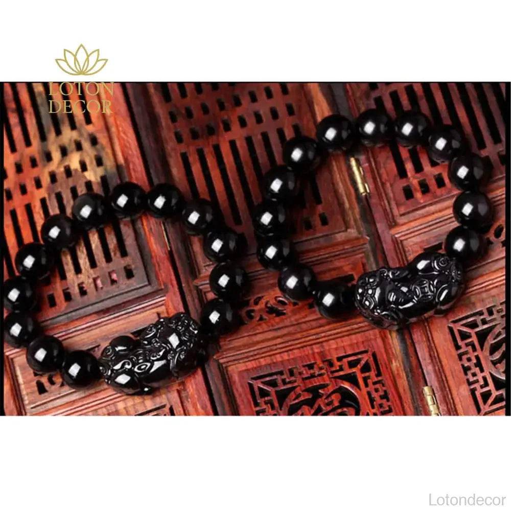 Rainbow Obsidian Pixiu Bracelet – Wealth & Courage Amulet - Loton Decor
