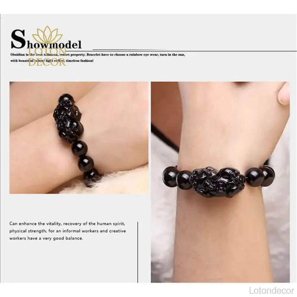 Rainbow Obsidian Pixiu Bracelet – Wealth & Courage Amulet - Loton Decor