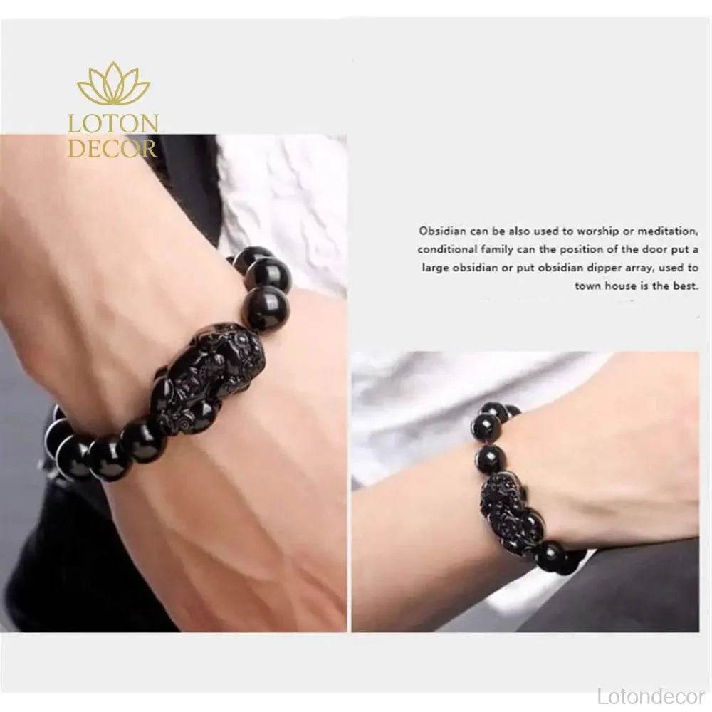 Rainbow Obsidian Pixiu Bracelet – Wealth & Courage Amulet - Loton Decor