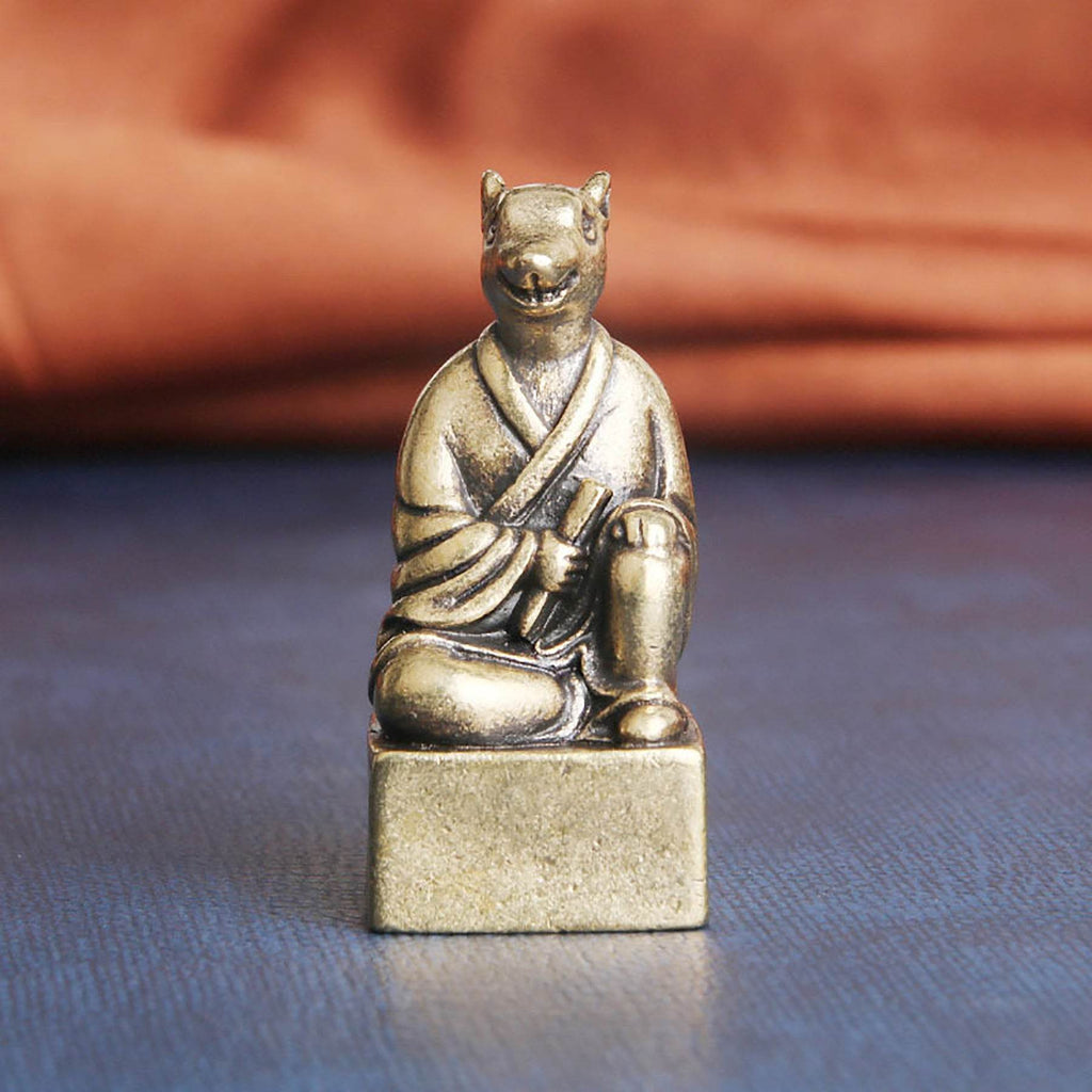 Brass 12 Zodiac Animals Signet Spiritual Animal Figurine Stamps Feng Shui Wealth Longevity Amulet - Loton Decor
