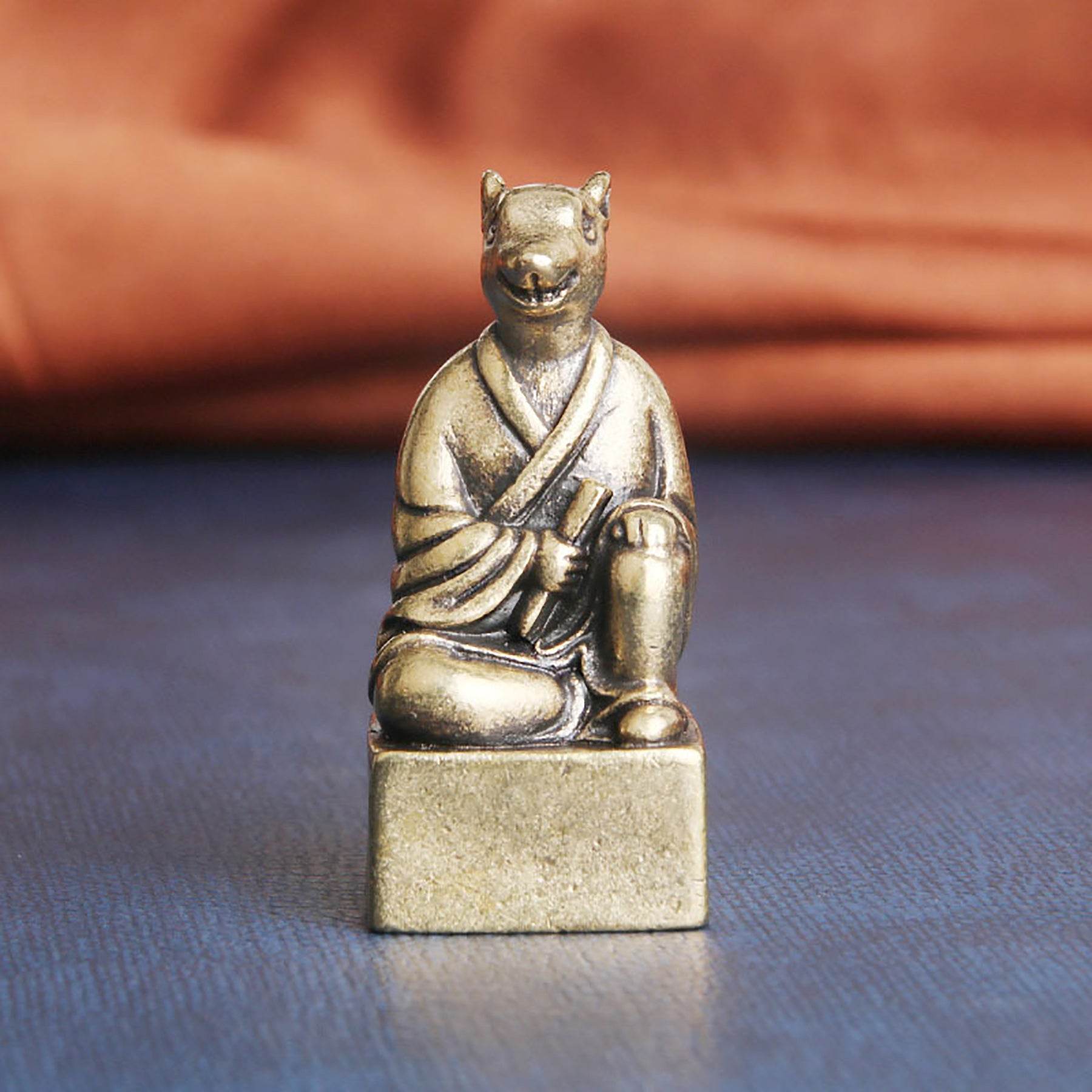 Brass 12 Zodiac Animals Signet Spiritual Animal Figurine Stamps Feng Shui Wealth Longevity Amulet - Loton Decor