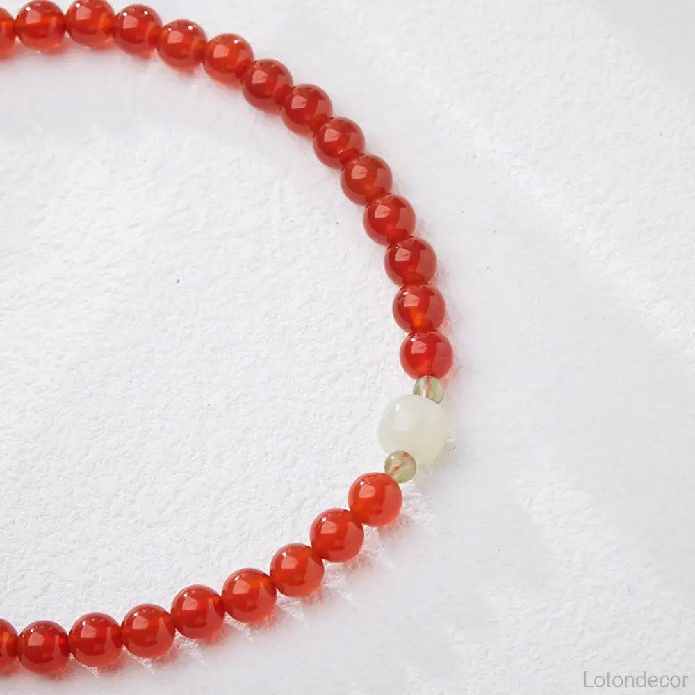 Red Agate Crystal Bracelet Harmony Buckle Jade Donut Gourd Charm Feng Shui Wealth Bracelet Prosperity Luck Money - Loton Decor