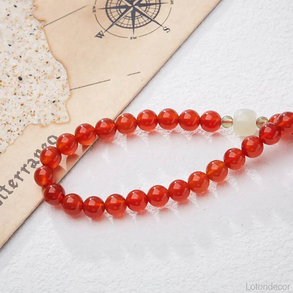 Red Agate Crystal Bracelet Harmony Buckle Jade Donut Gourd Charm Feng Shui Wealth Bracelet Prosperity Luck Money - Loton Decor