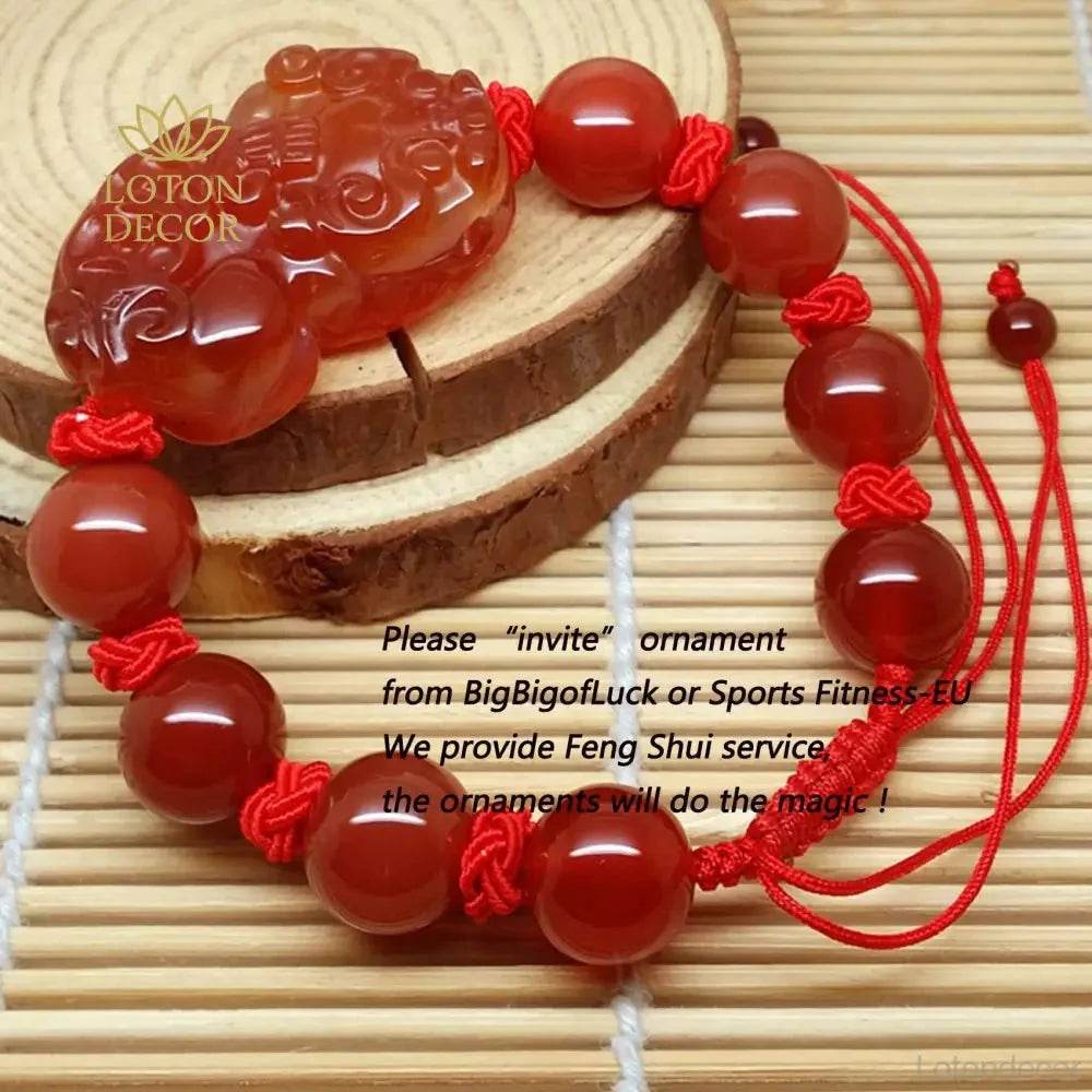 Red Agate Pixiu Bracelet – Braided Knot Wealth Talisman - Loton Decor