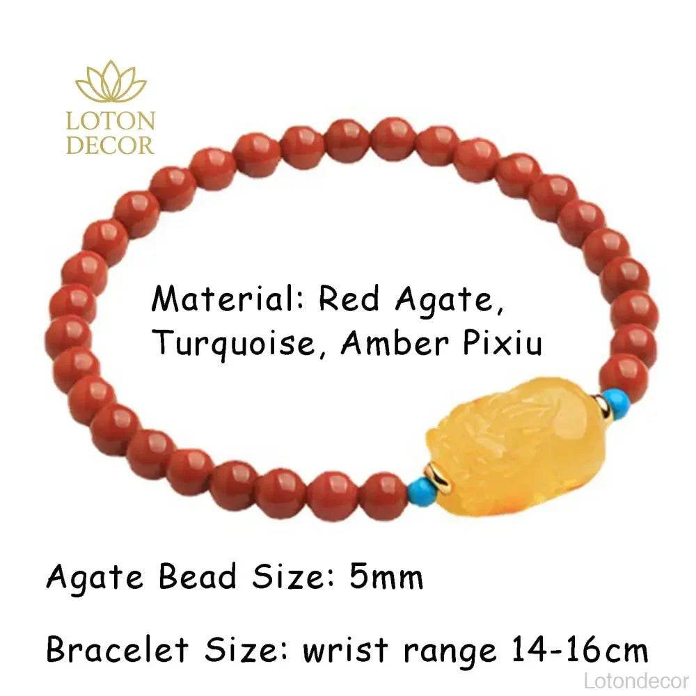 Red Agate Pixiu Bracelet – Feng Shui Wealth & Luck Gemstone - Loton Decor