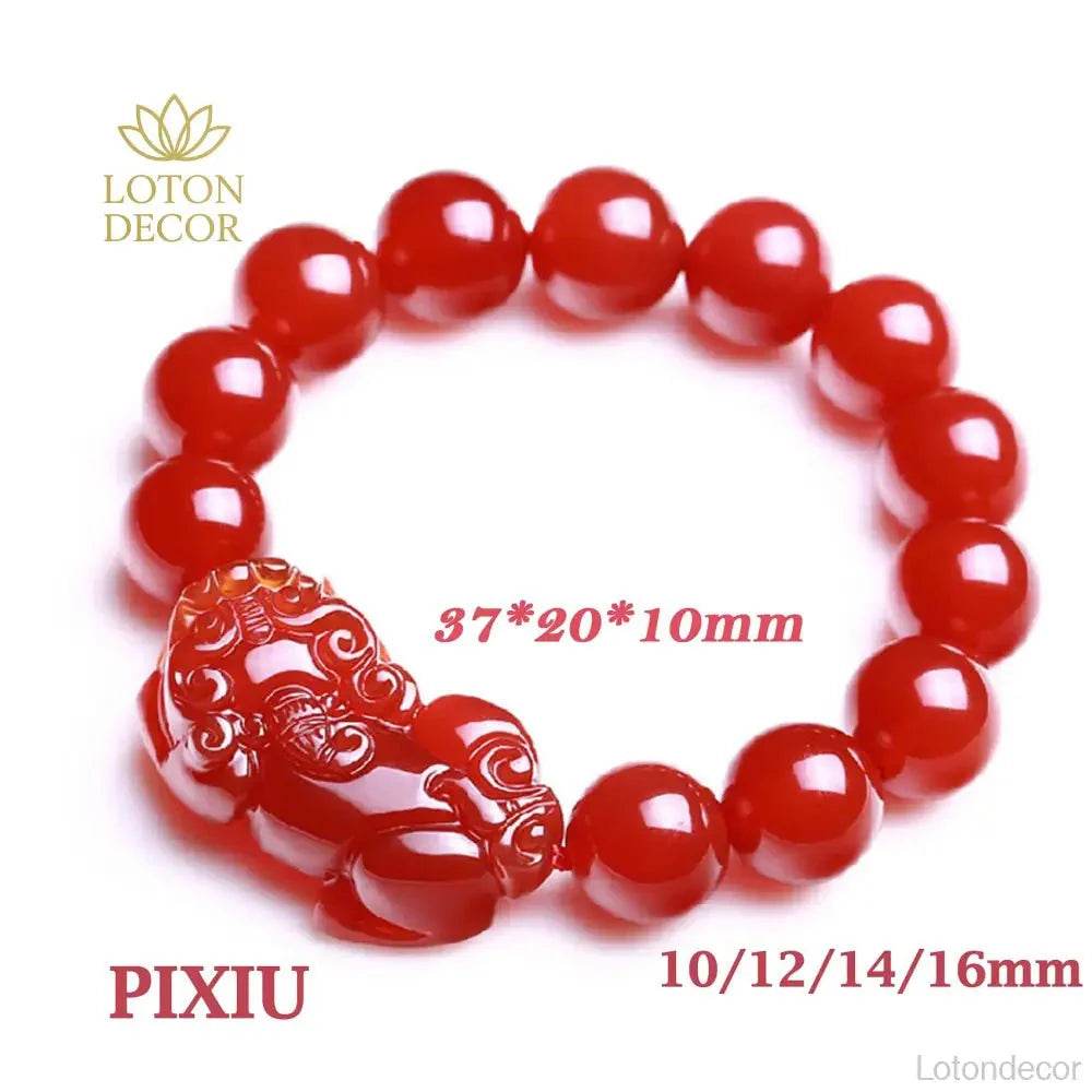 Red Agate Pixiu Bracelet – Reiki Wealth Luck Amulet - Loton Decor