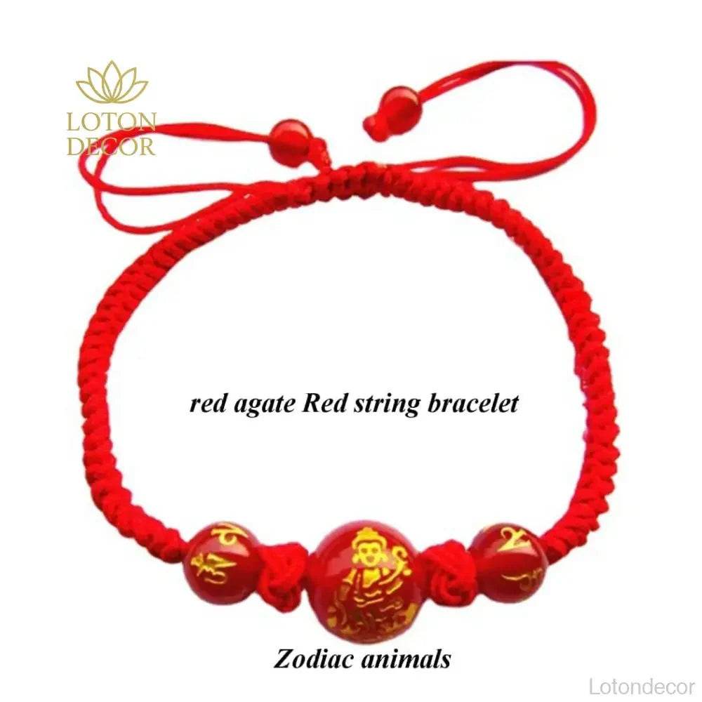 Red Agate Zodiac Bracelet – Lucky Wealth Amulet Feng Shui - Loton Decor