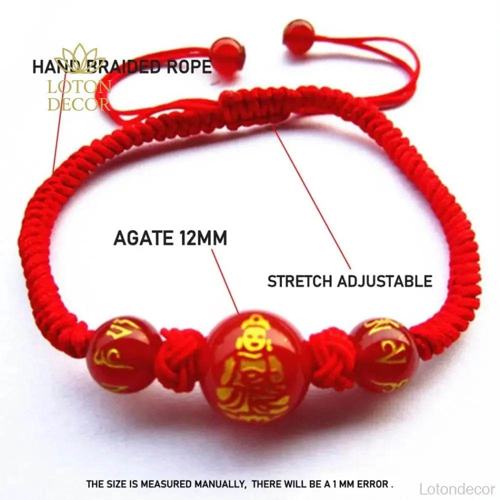 Red Agate Zodiac Bracelet – Lucky Wealth Amulet Feng Shui - Loton Decor