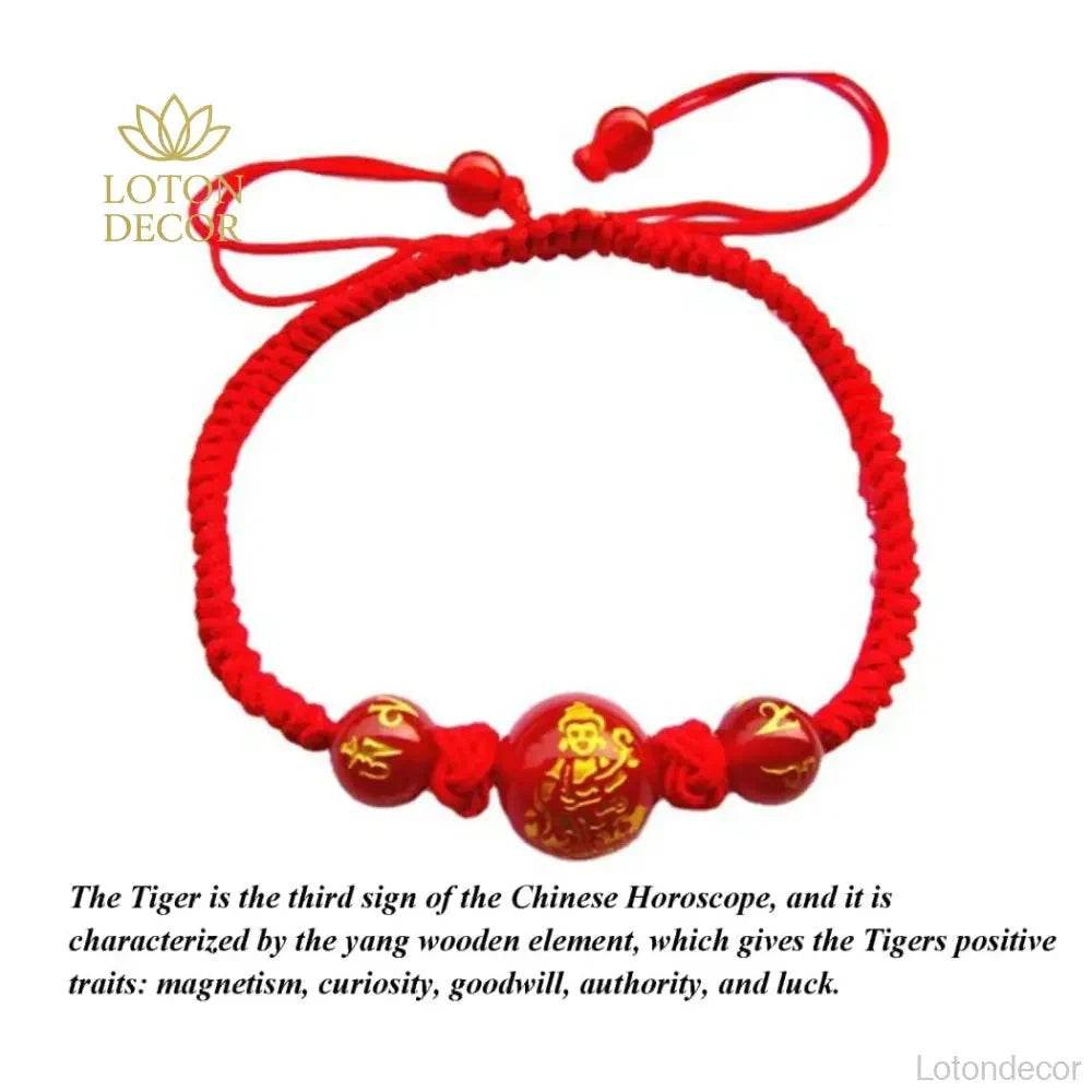 Red Agate Zodiac Bracelet – Lucky Wealth Amulet Feng Shui - Loton Decor