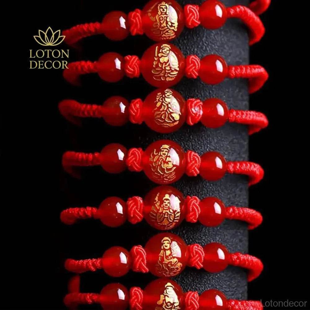 Red Agate Zodiac Bracelet – Lucky Wealth Amulet Feng Shui - Loton Decor