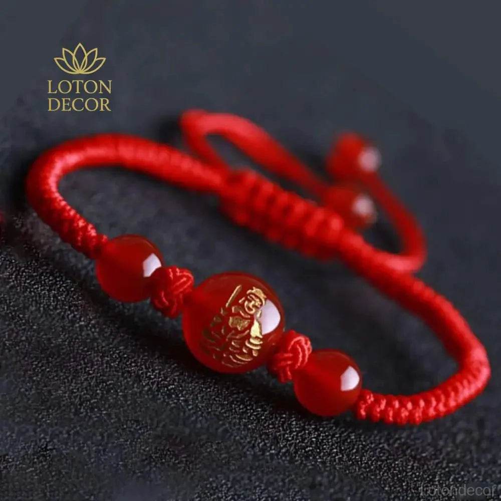 Red Agate Zodiac Bracelet – Lucky Wealth Amulet Feng Shui - Loton Decor