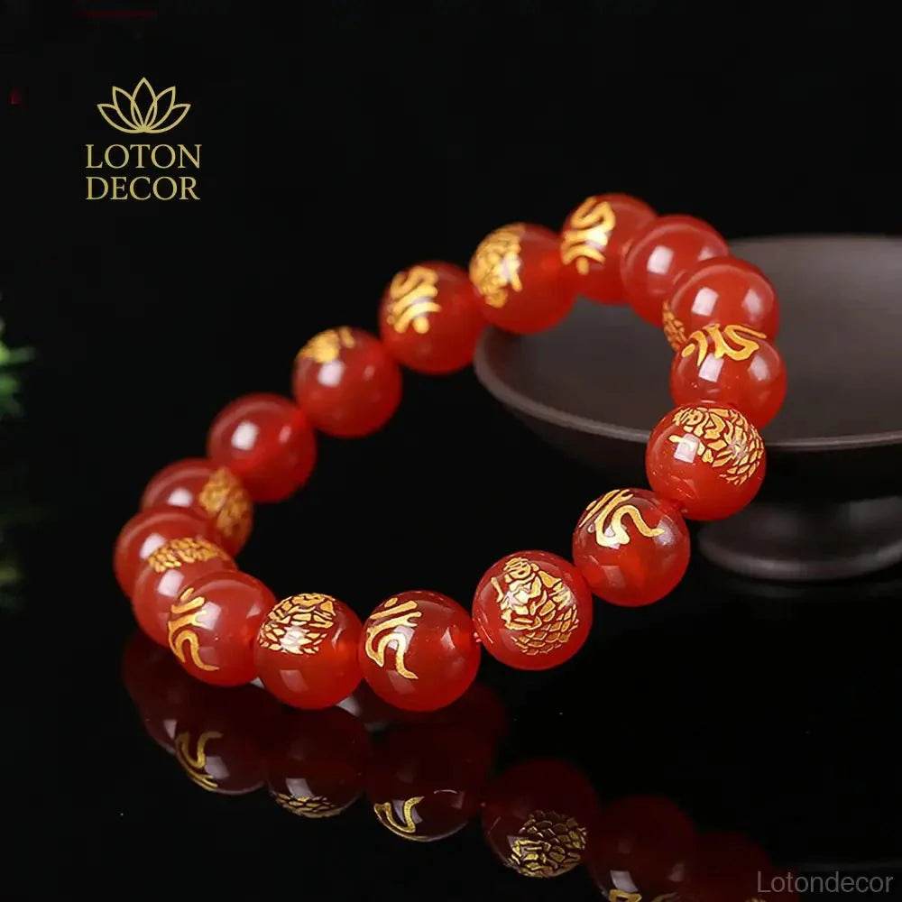 Red Agate Zodiac Feng Shui Bracelet – Wealth & Luck Amulet - Loton Decor