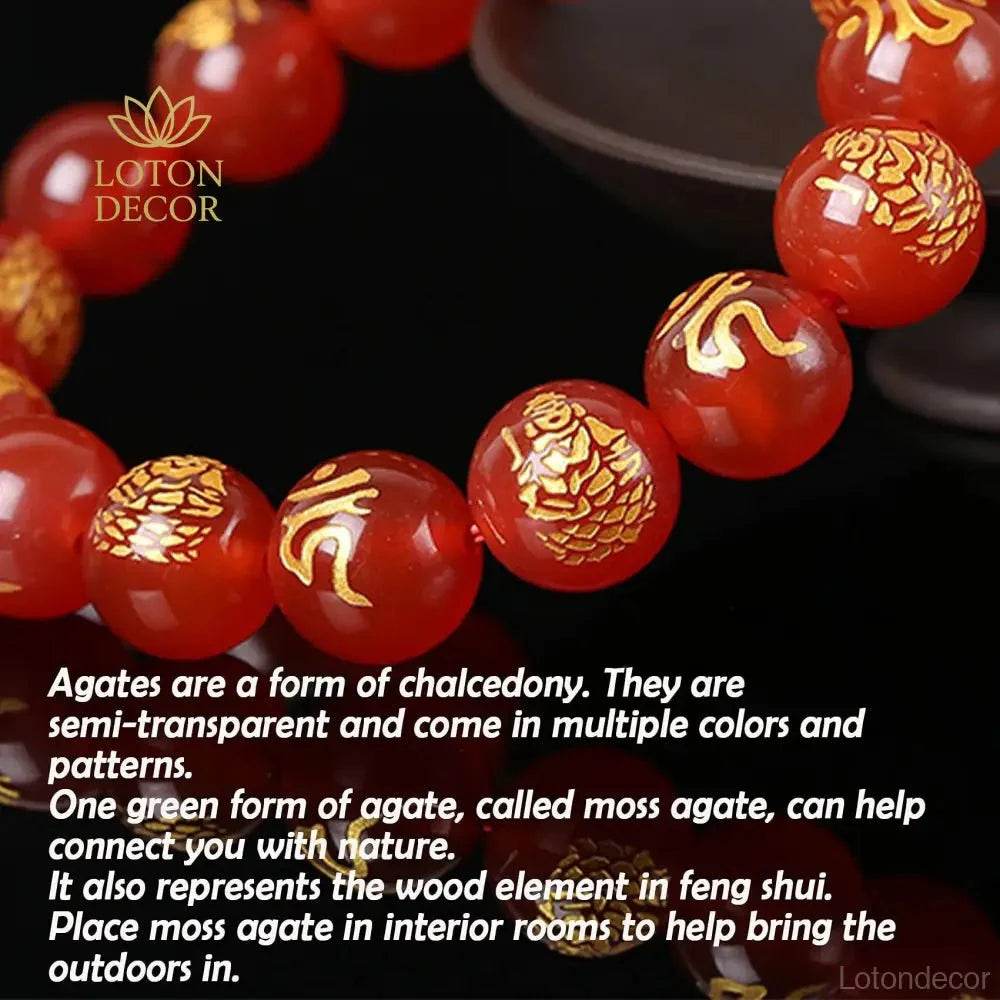 Red Agate Zodiac Feng Shui Bracelet – Wealth & Luck Amulet - Loton Decor