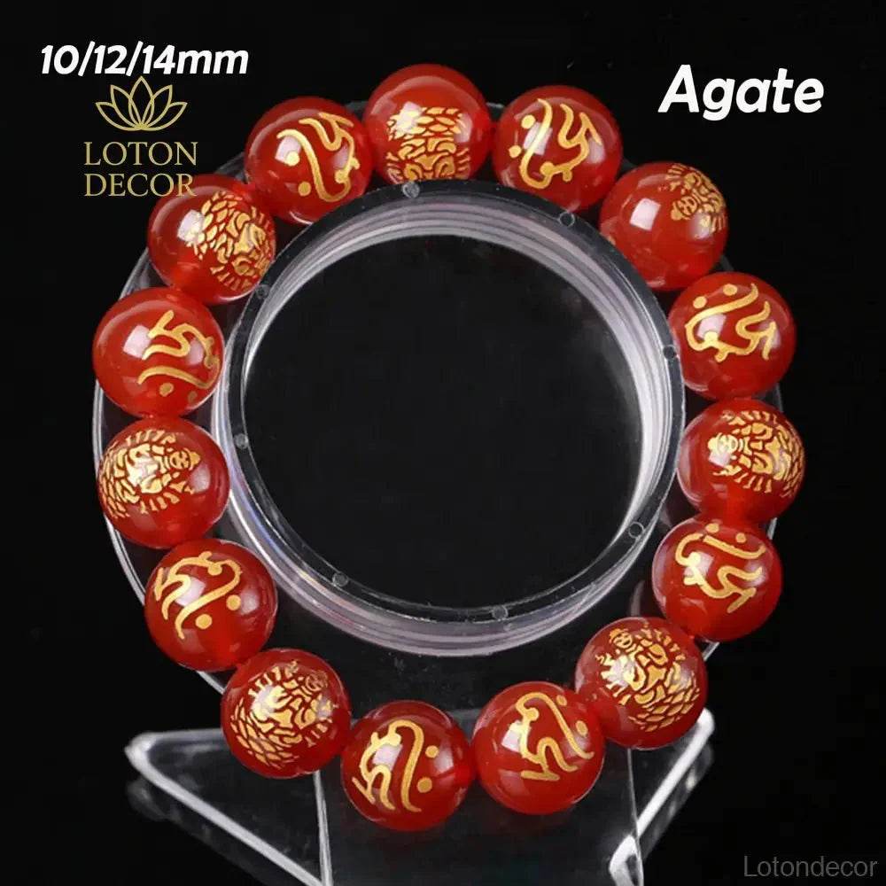 Red Agate Zodiac Feng Shui Bracelet – Wealth & Luck Amulet - Loton Decor