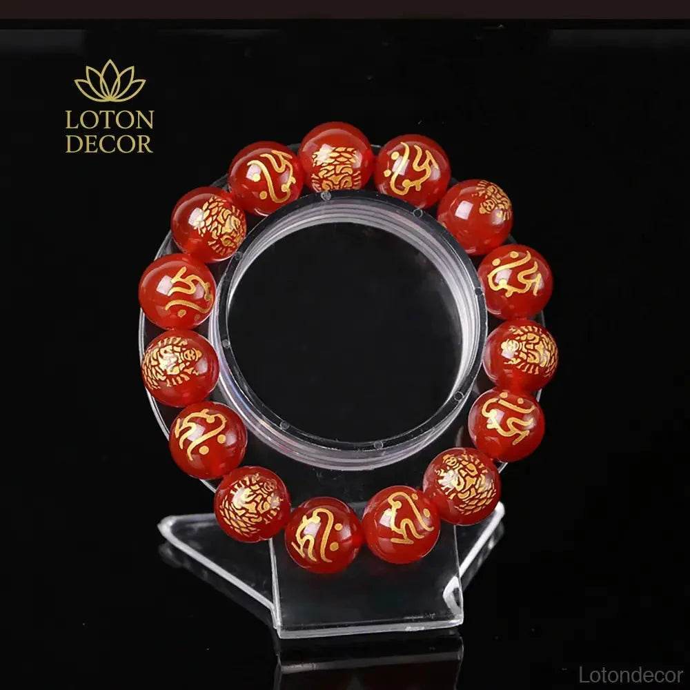 Red Agate Zodiac Feng Shui Bracelet – Wealth & Luck Amulet - Loton Decor
