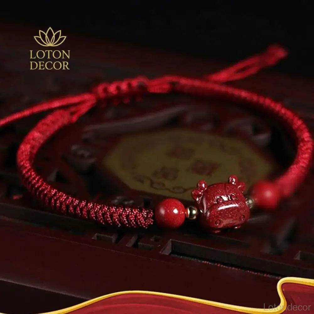 Red Cinnabar Ox Bracelet – Lucky Zodiac Wealth Charm - Loton Decor