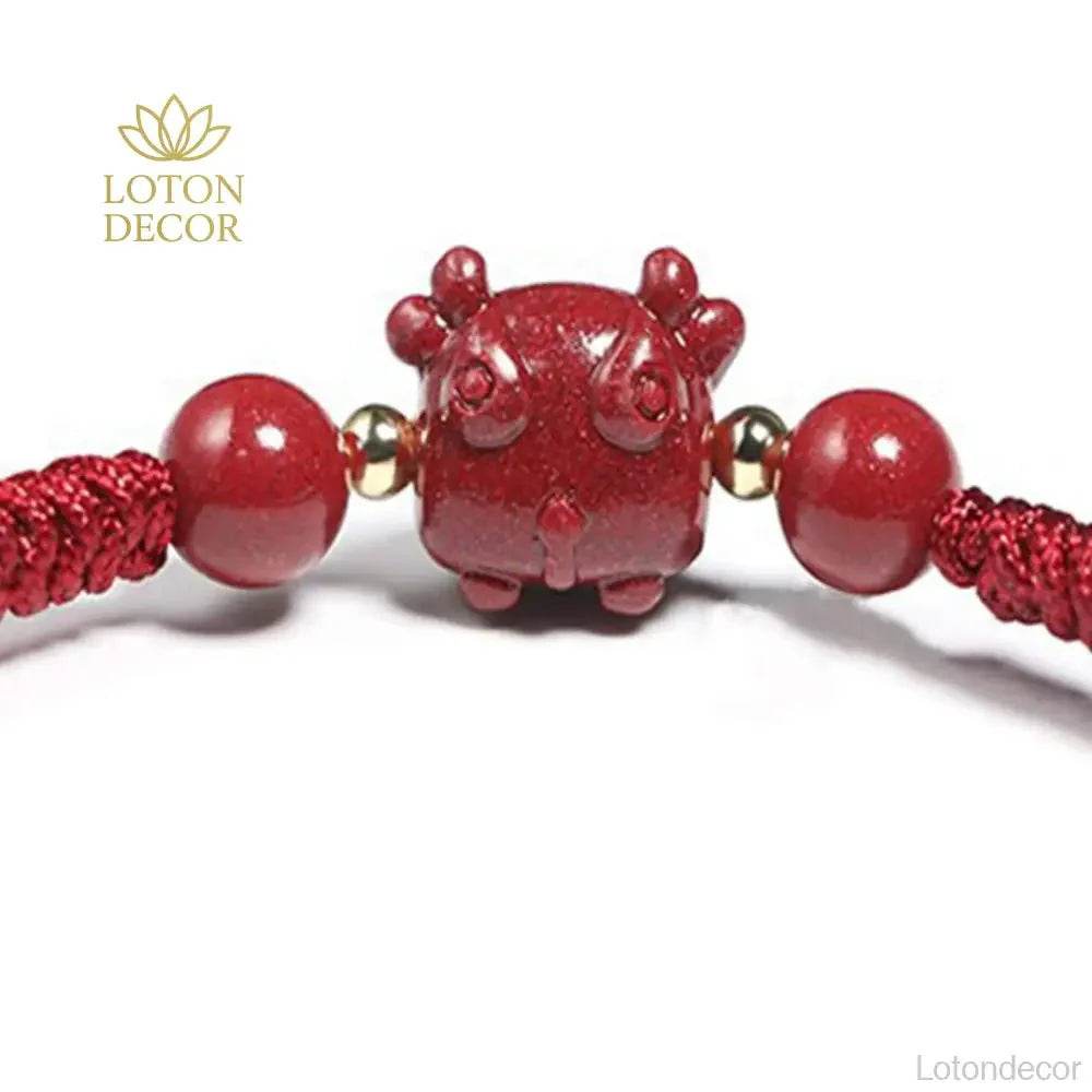 Red Cinnabar Ox Bracelet – Lucky Zodiac Wealth Charm - Loton Decor