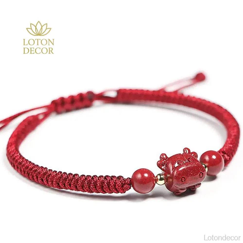 Red Cinnabar Ox Bracelet – Lucky Zodiac Wealth Charm - Loton Decor