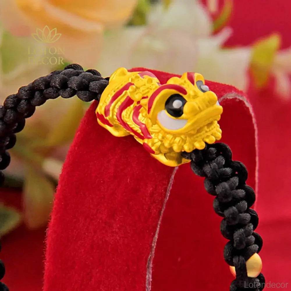 Red Lion & Dragon Bracelet – Feng Shui Good Luck Charm - Loton Decor