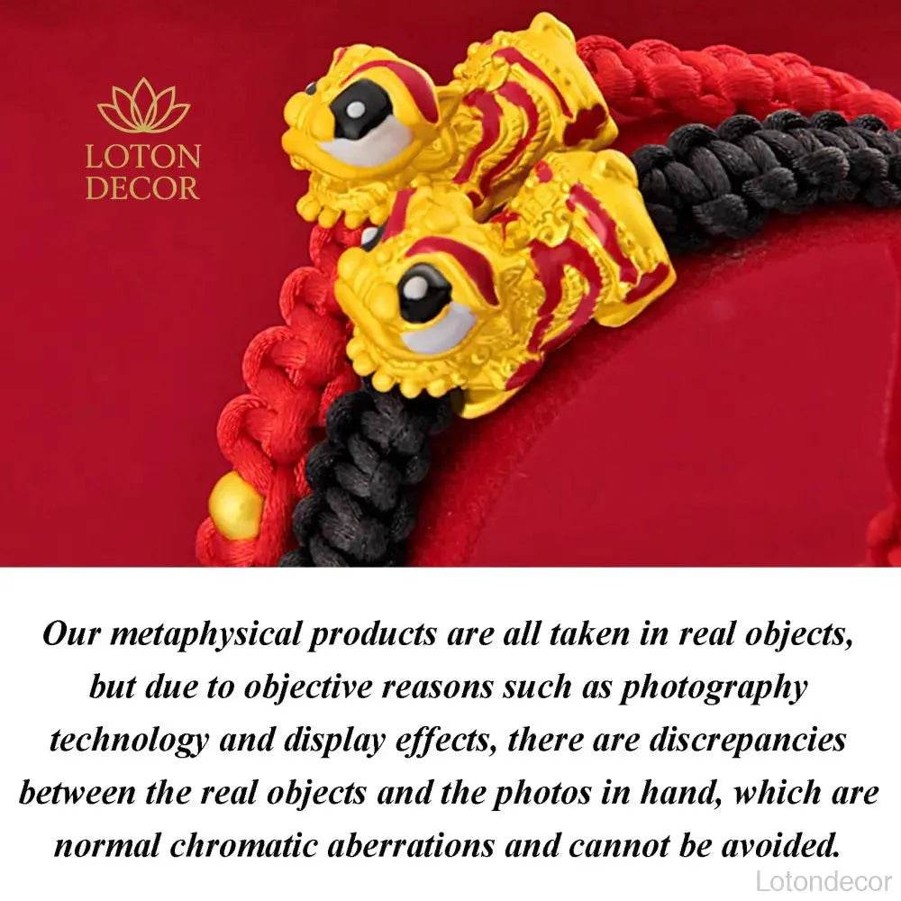 Red Lion & Dragon Bracelet – Feng Shui Good Luck Charm - Loton Decor