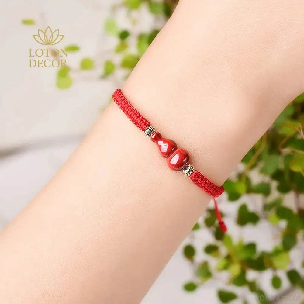Red String Cinnabar Wu Lou Bracelet – Luck & Wealth - Loton Decor