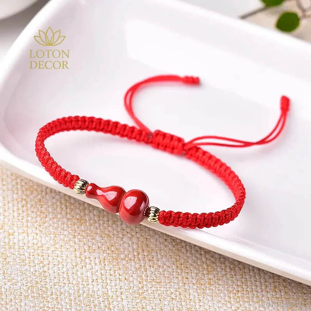 Red String Cinnabar Wu Lou Bracelet – Luck & Wealth - Loton Decor