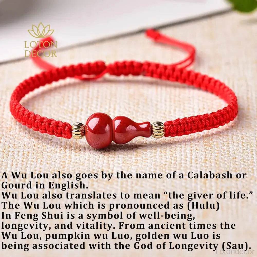 Red String Cinnabar Wu Lou Bracelet – Luck & Wealth - Loton Decor