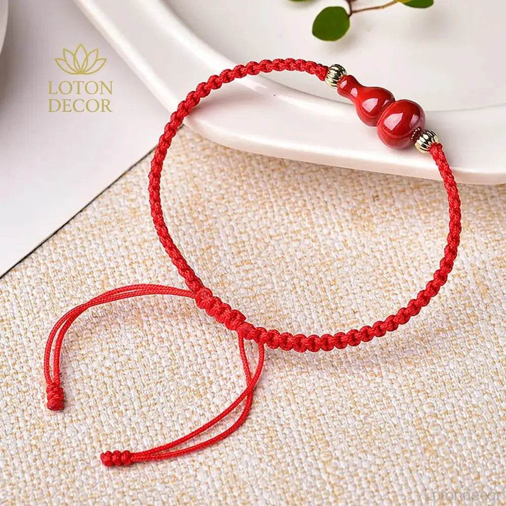 Red String Cinnabar Wu Lou Bracelet – Luck & Wealth - Loton Decor