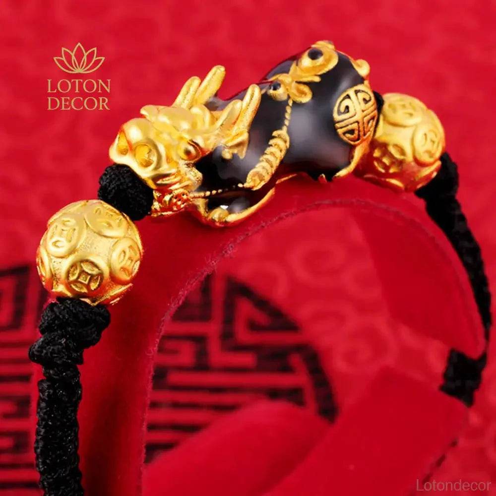 Red String Pixiu Bracelet – Feng Shui Wealth Protection - Loton Decor
