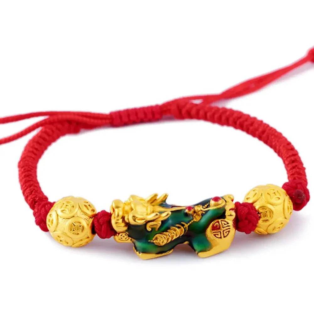 Red String Pixiu Bracelet – Feng Shui Wealth Protection - Loton Decor