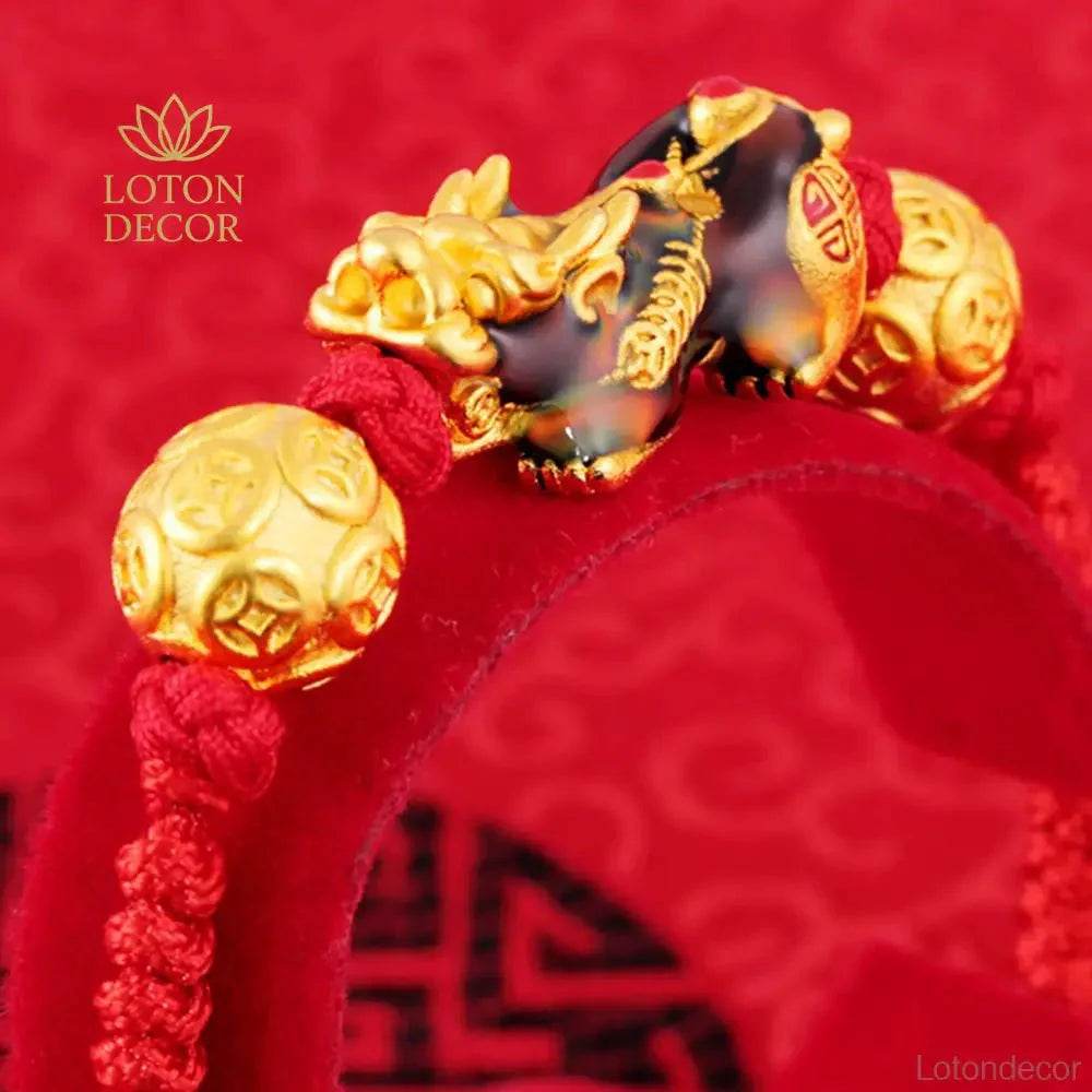 Red String Pixiu Bracelet – Feng Shui Wealth Protection - Loton Decor