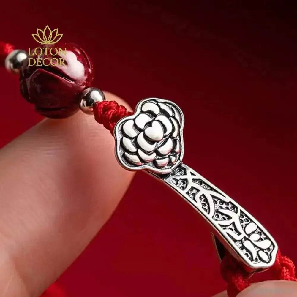 Red String Ruyi Anklet – Cinnabar Feng Shui Lucky Bracelet Unisex - Loton Decor